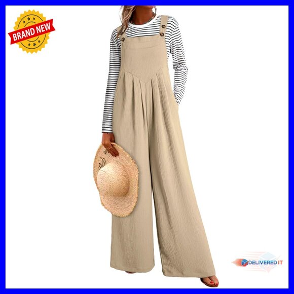 Loose Fit Wide Leg Jumpsuit Casual Sleeveless One Piece Overalls Plus Size